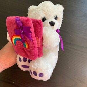 Aurora World White‎ Teddy Bear Rainbow Heart You Brighten My Day Plush Toy